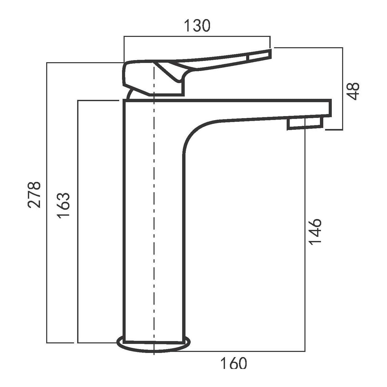 Miscelatore lavabo alto serie Lumix in ottone cromato