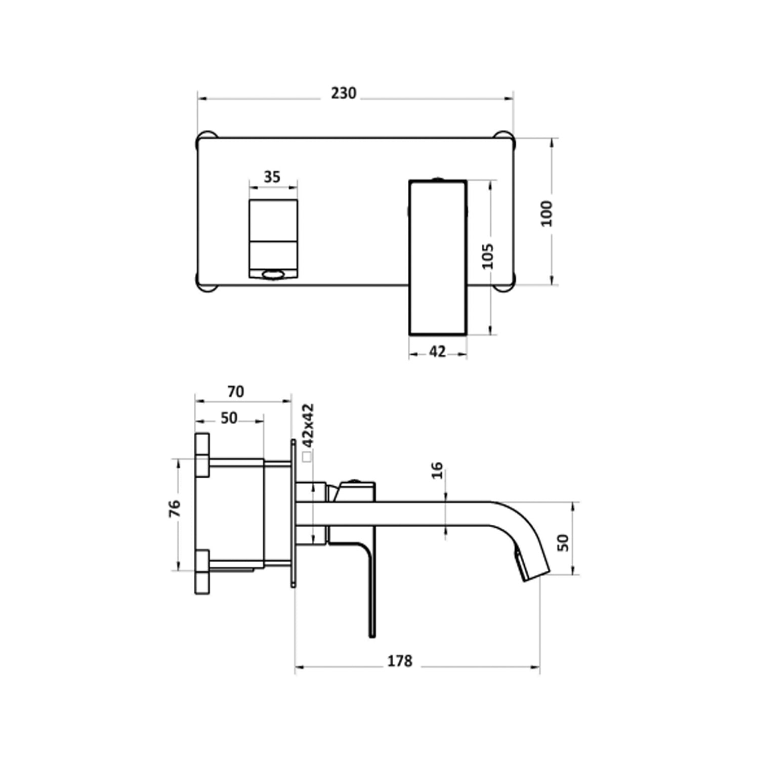 Miscelatore lavabo incasso con easy box serie Lumix squadrato in ottone cromato