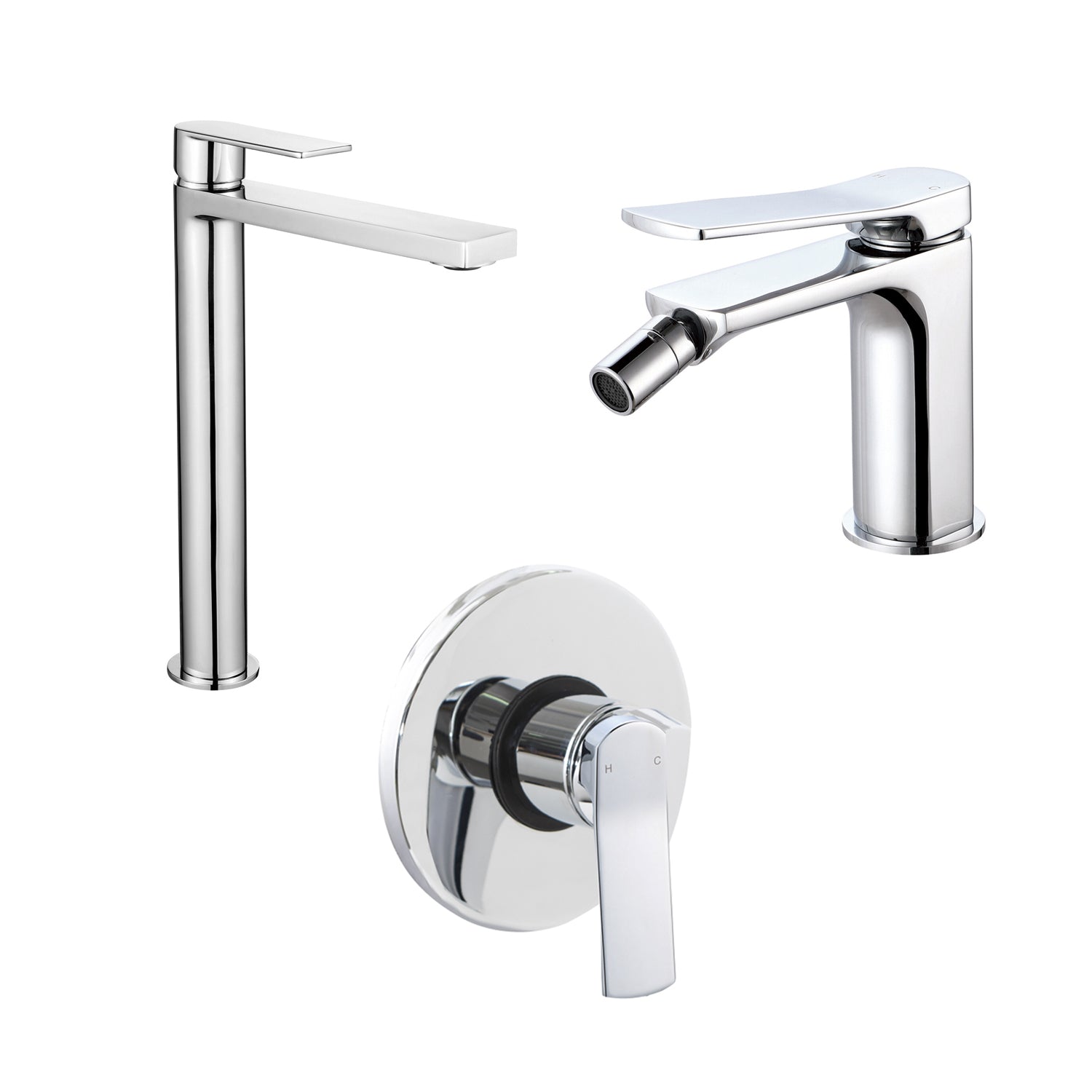 Composizione di miscelatori per lavabo alto