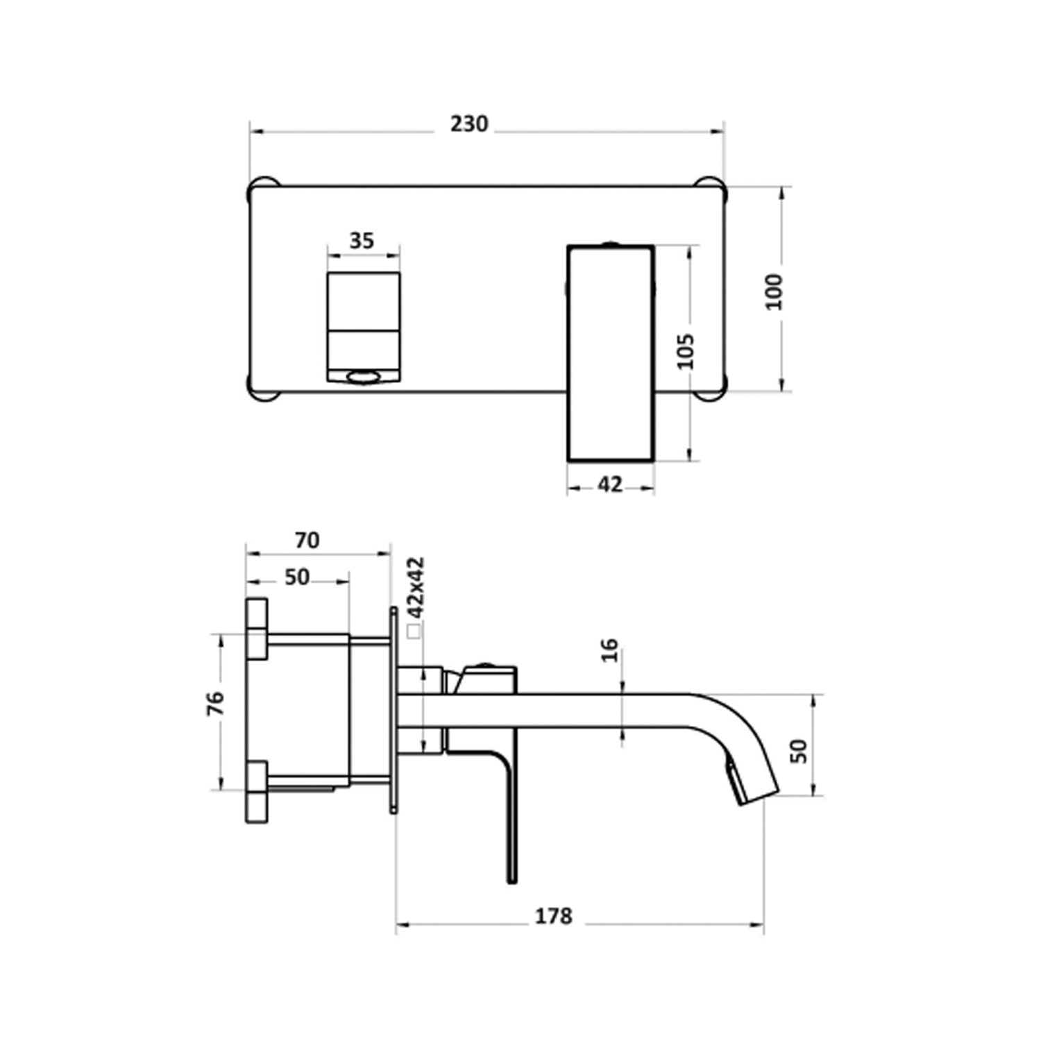 Composizione di miscelatori per lavabo incasso