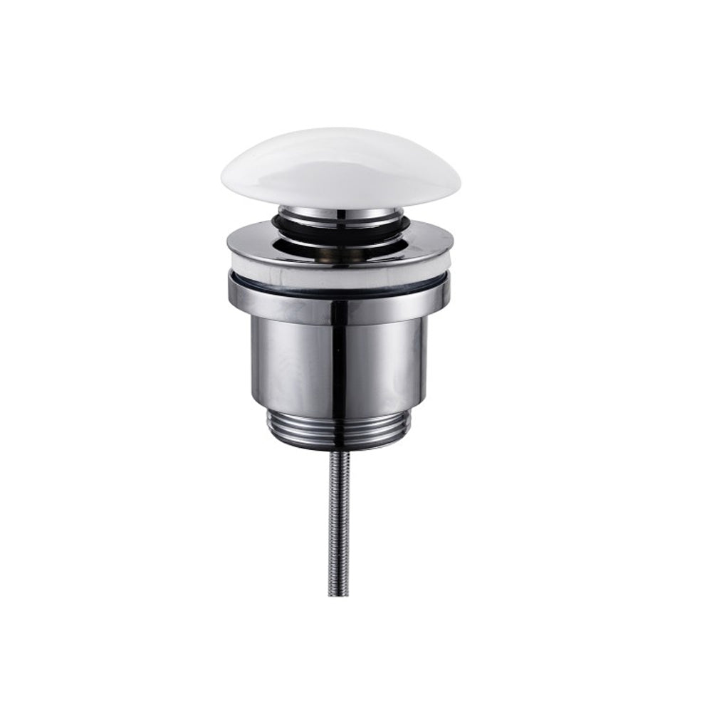 Piletta clic-clac universale con tappo in ceramica per lavabi Rubiflux - Bianco lucido