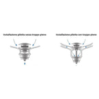 Piletta clic-clac universale con tappo in ceramica per lavabi Rubiflux - Bianco lucido