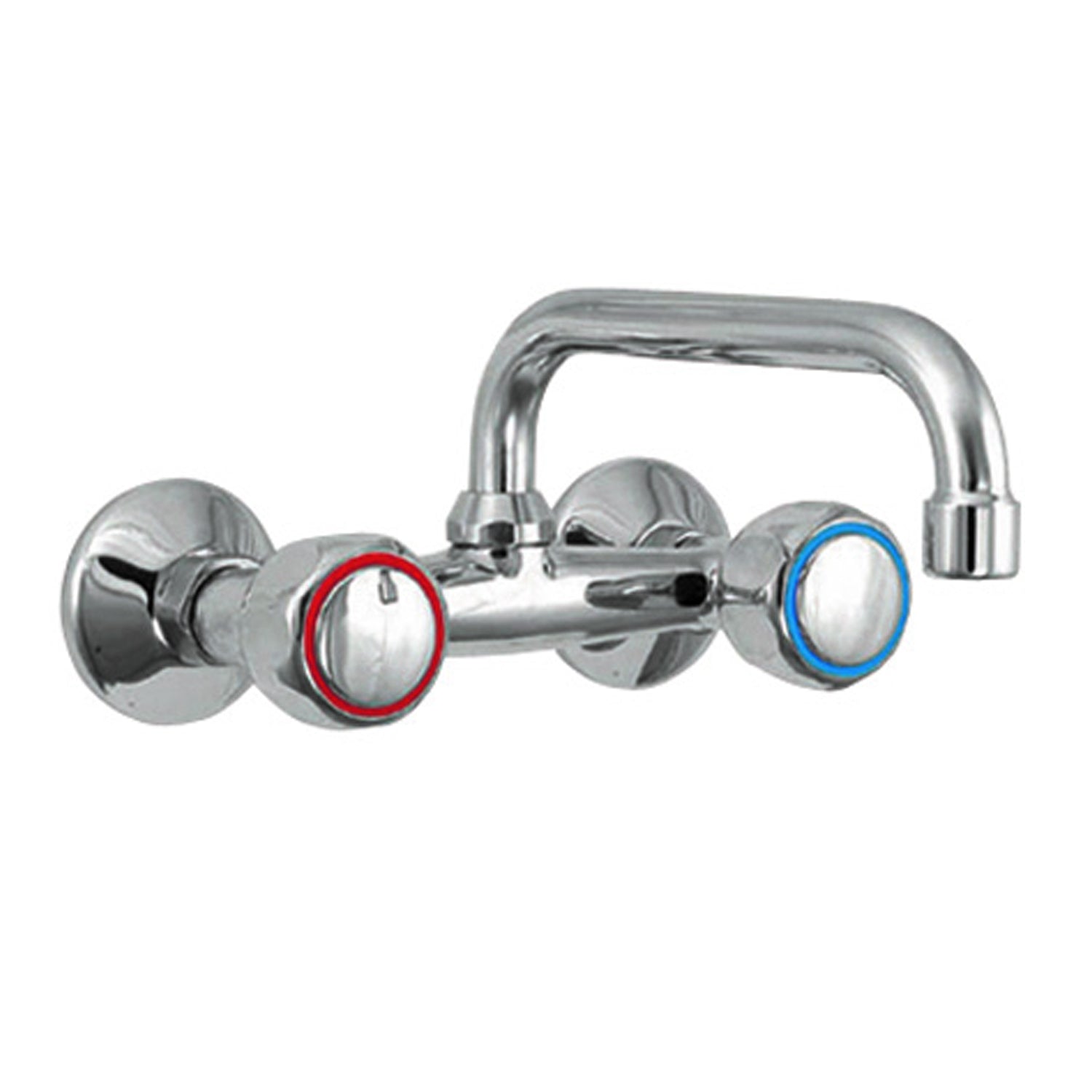 Gruppo lavello a muro con canna superiore Rubiflux modello Aries - Cromo