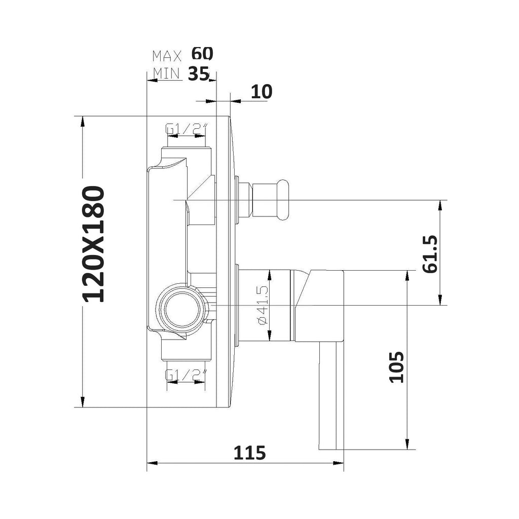 Miscelatore doccia ad incasso due vie Nix in ottone cromato