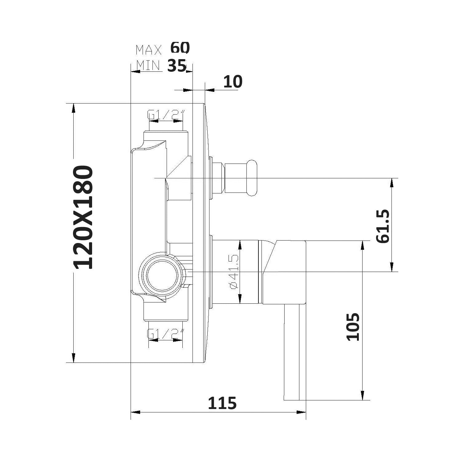 Miscelatore doccia ad incasso due vie Nix in ottone cromato