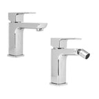 Coppia di miscelatori per lavabo e bidet serie Nix in ottone cromato