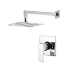 Kit doccia con incasso a una via e soffione quadro 200 mm cromato Nix