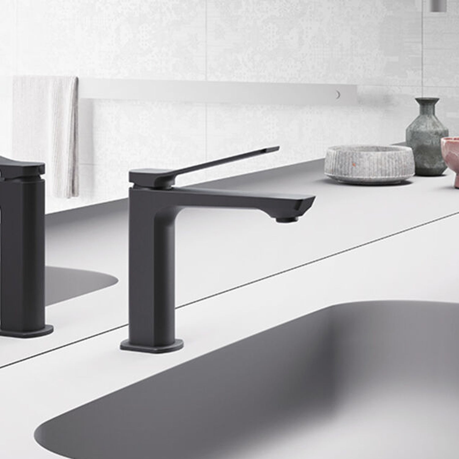 Set miscelatori lavabo e bidet in ottone modello Tilt Paffoni Nero Opaco