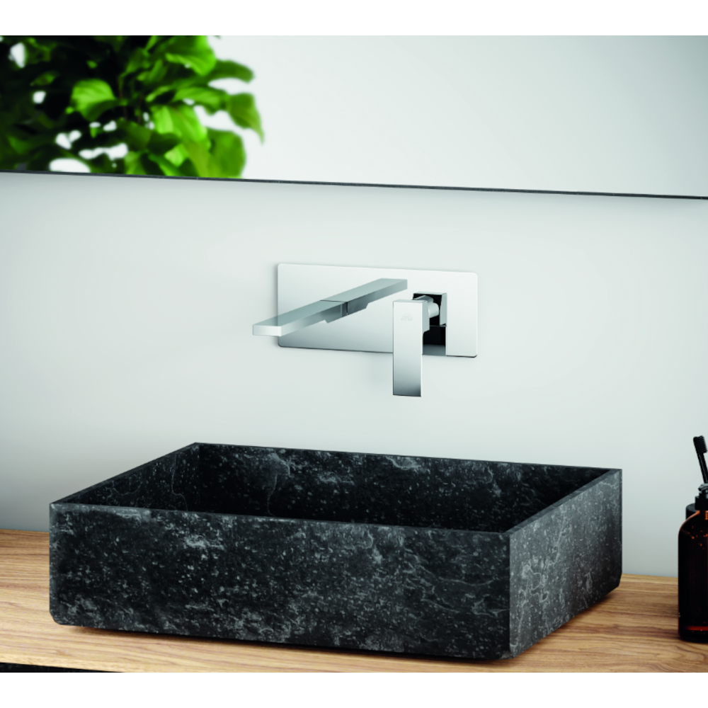 Miscelatore lavabo incasso Paffoni Elle con piastra in acciaio inox