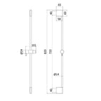 Rampa saliscendi Paffoni completo di asta in metallo supporti a muro e supporto scorrevole