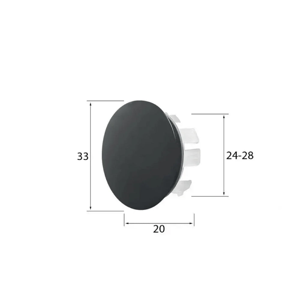 Ghiera troppopieno Rubiflux in ottone per lavabi e bidet foro diametro 24 0 28 mm - Nero Opaco