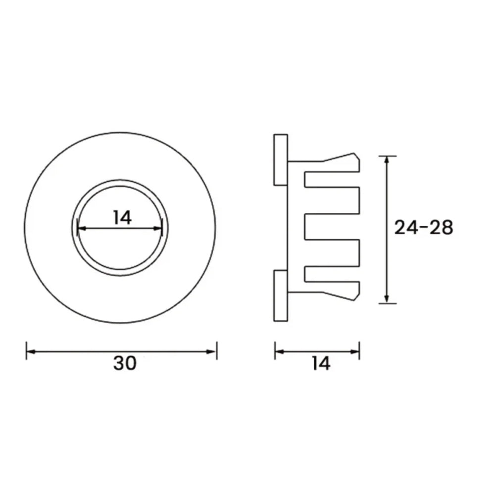 Ghiera forata troppopieno Rubiflux in ottone per lavabi e bidet foro diametro 24 0 28 mm - Cromo