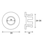 Ghiera forata troppopieno Rubiflux in ottone per lavabi e bidet foro diametro 24 0 28 mm - Nero Opaco