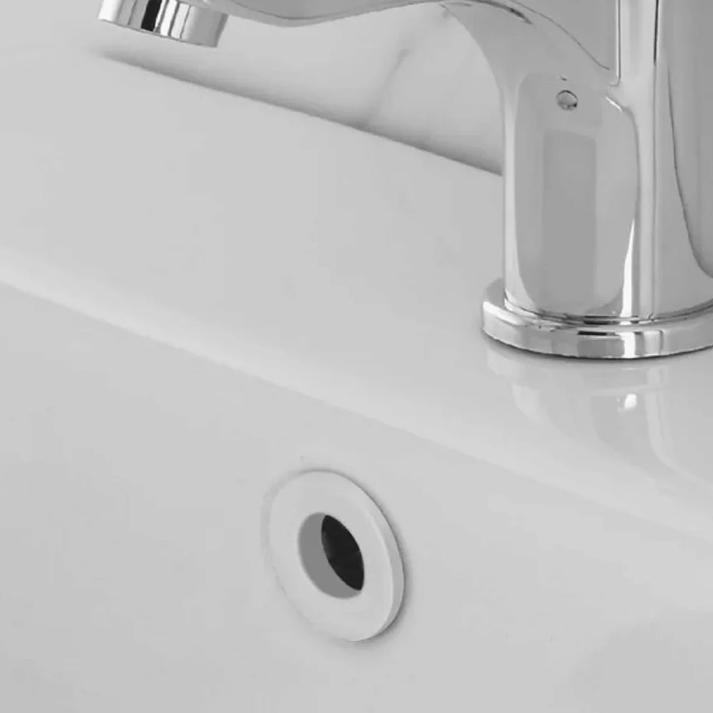 Ghiera forata troppopieno Rubiflux in ottone per lavabi e bidet foro diametro 24 0 28 mm - Bianco