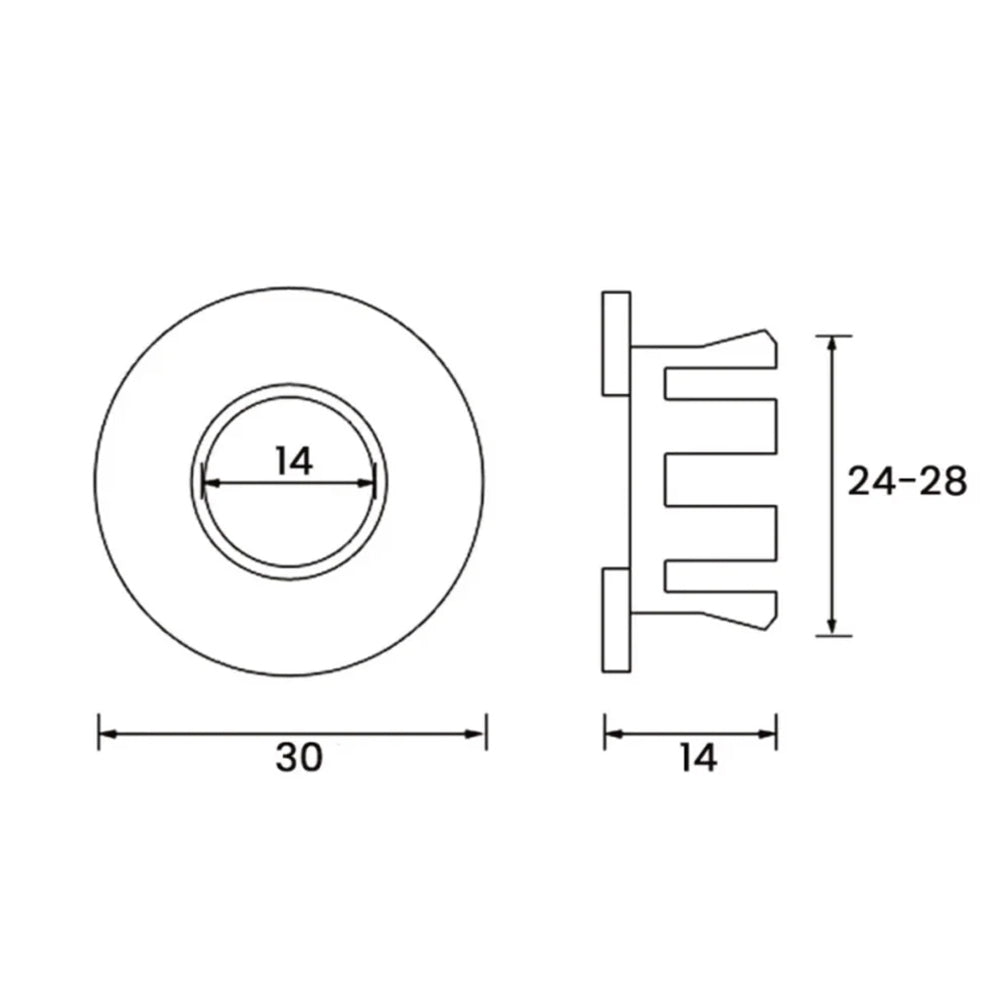 Ghiera forata troppopieno Rubiflux in ottone per lavabi e bidet foro diametro 24 0 28 mm - Bianco