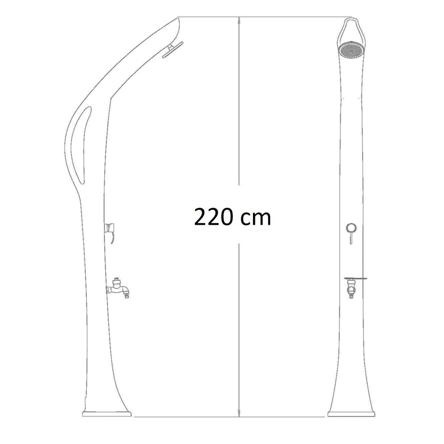 Colonna doccia solare in HDPE nero
