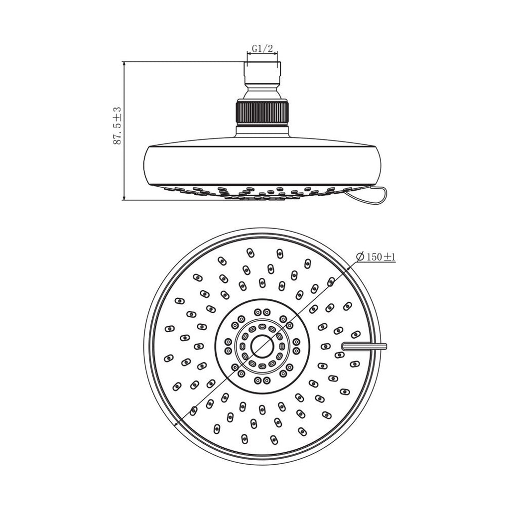 Soffione idromassaggio Sole in abs 5 funzioni