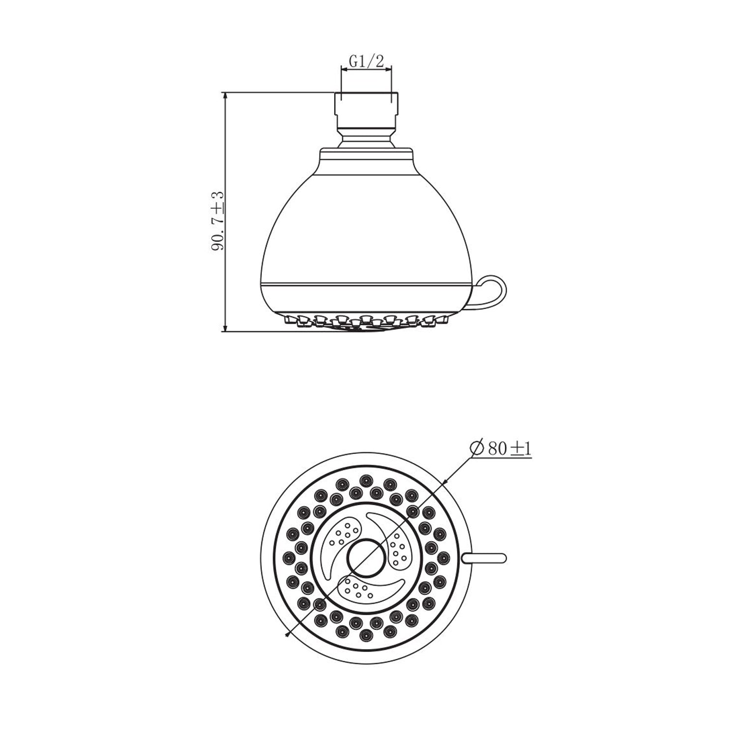 Soffione idromassaggio Ninfea in abs 3 getti