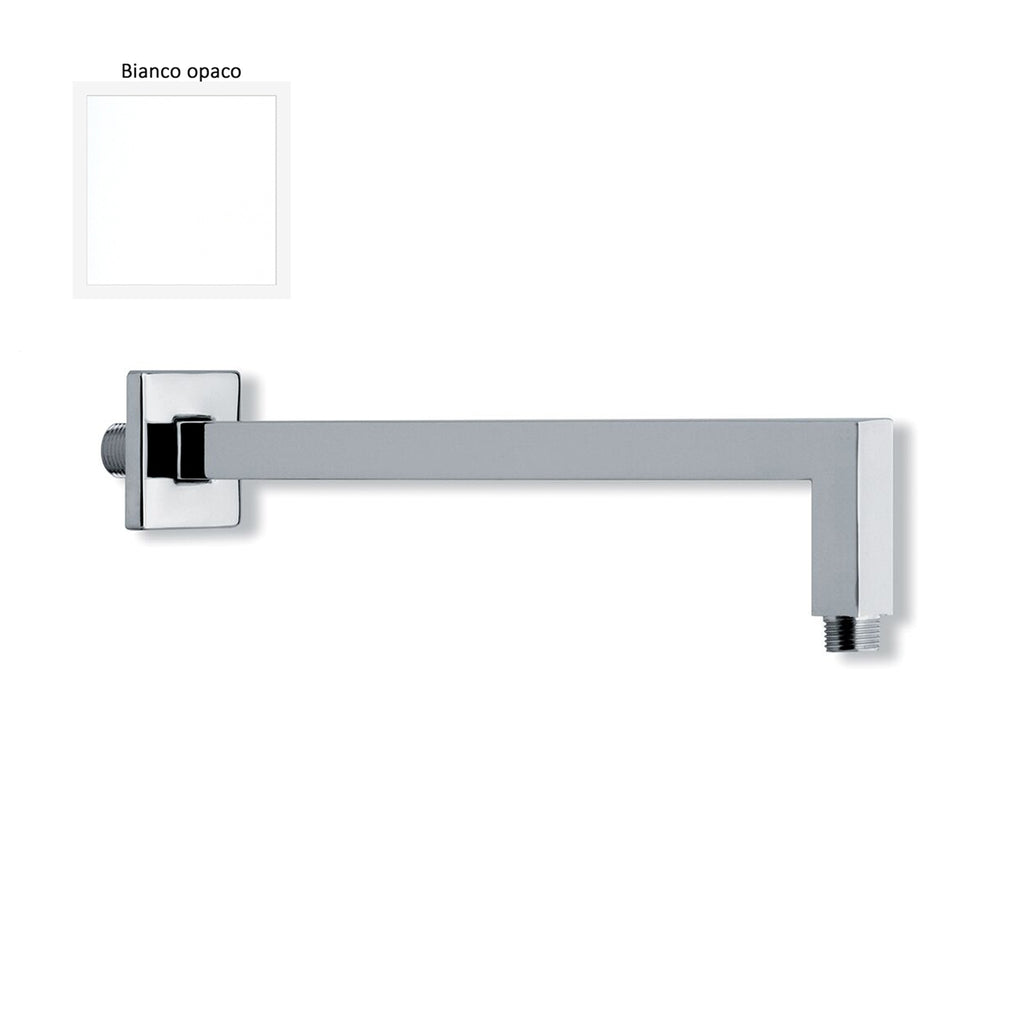 Braccio doccia squadrato in ottone 22x22mm bianco opaco