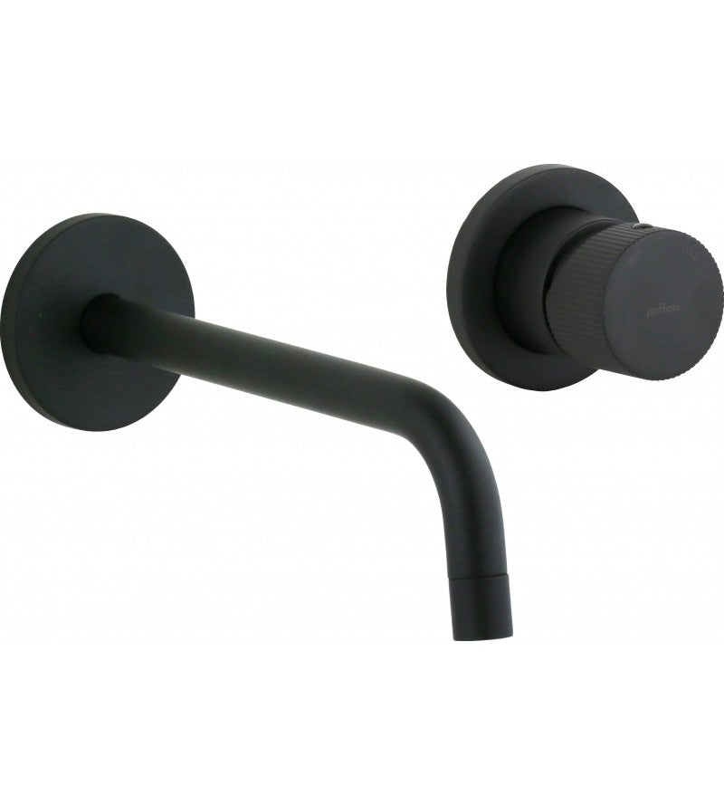 Miscelatore lavabo modello JO006NO70 ad incasso con piastra e bocca 20 cm nero opaco