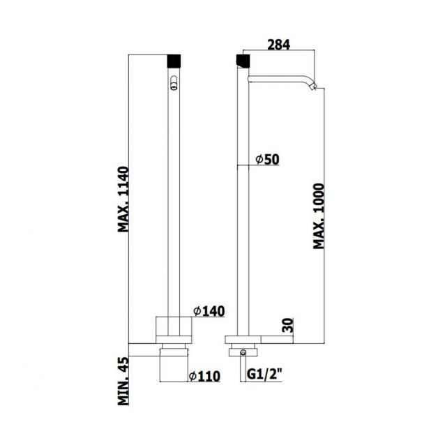 Miscelatore Lavabo A Pavimento modello JO031NO Paffoni incasso Nero Opaco