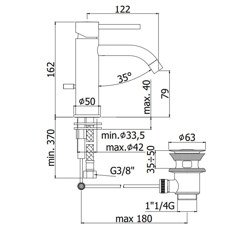 Miscelatore lavabo Paffoni Light ottone cromo con piletta click clack