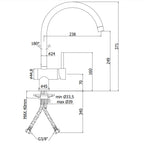 Miscelatore Lavello Monoforo in ottone rifinitura Steel Looking effetto Acciaio Paffoni Light Exclusive Edition.
