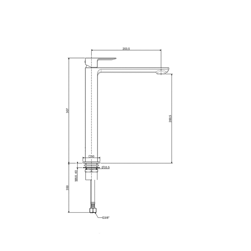 Miscelatore lavabo alto Paffoni senza scarico serie Elle - Nero Opaco