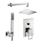 Set soffione doccia quadrato e braccio doccia quadrato con miscelatore incasso Effe e set duplex doccia Cromo Paffoni