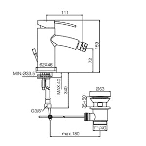 Miscelatore bidet Paffoni Berry con piletta click clack