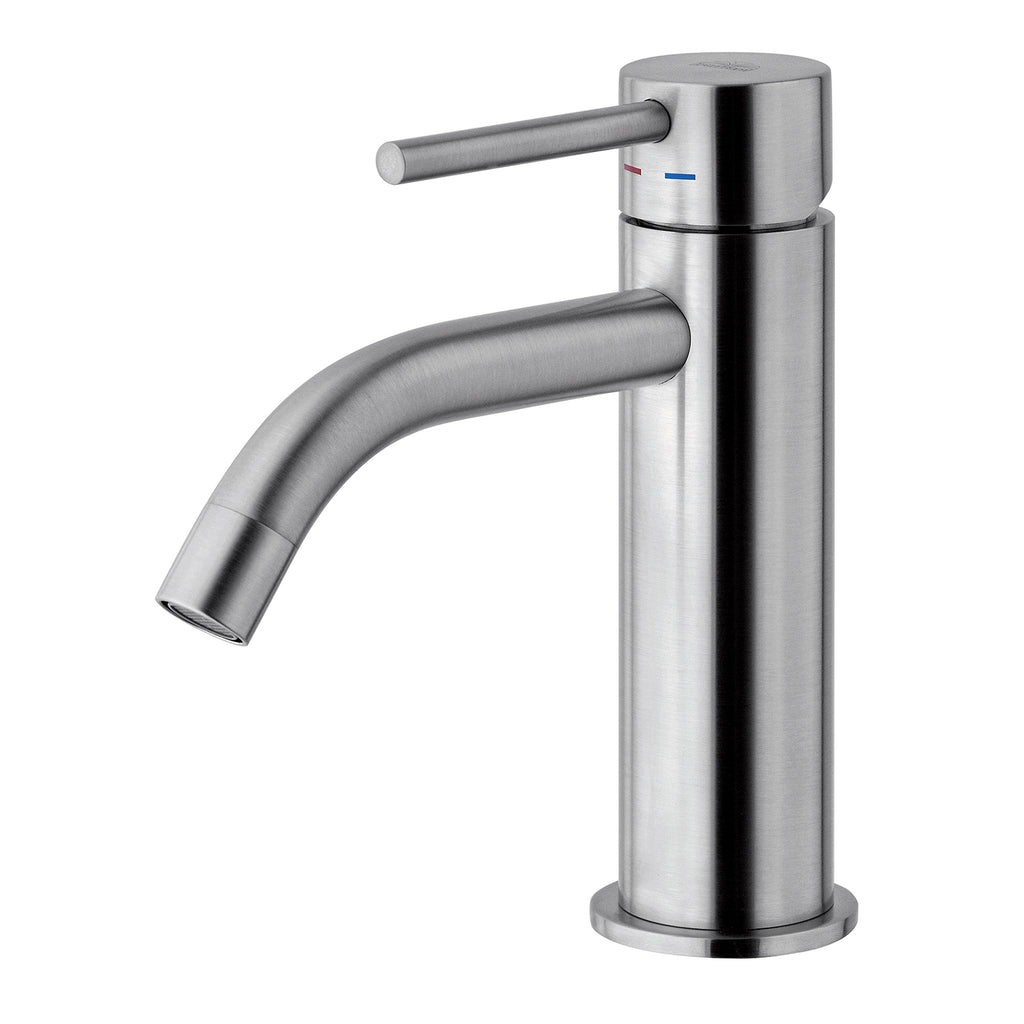 Miscelatore lavabo con scarico automatico Paffoni Light in ottone effetto satinato