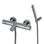 Miscelatore vasca ottone completo di doccetta e flessibile Paffoni Light effetto satinato