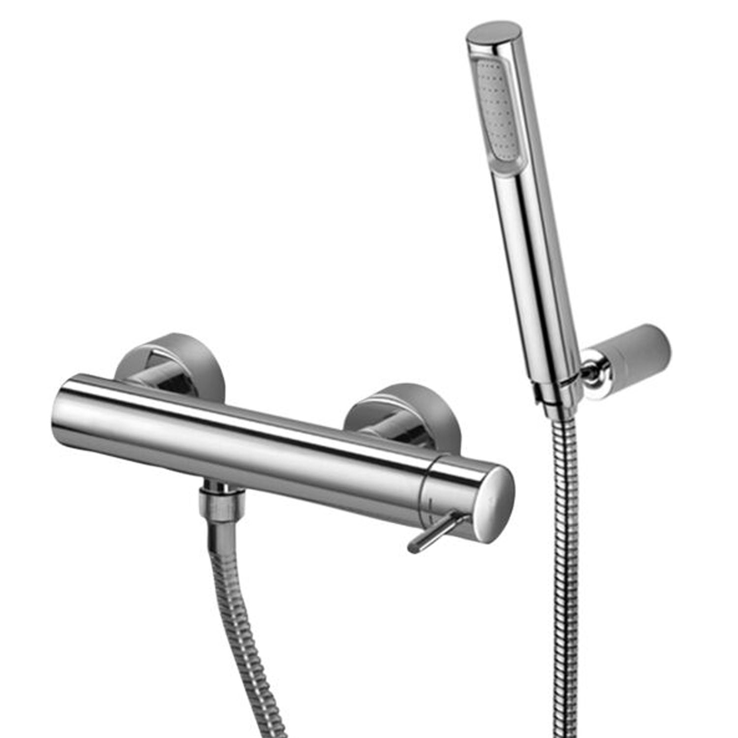Miscelatore doccia esterno con supporto a muro e doccetta Paffoni Light cromato