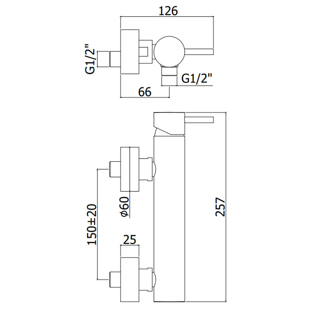 Miscelatore doccia esterno con supporto a muro e doccetta Paffoni Light cromato