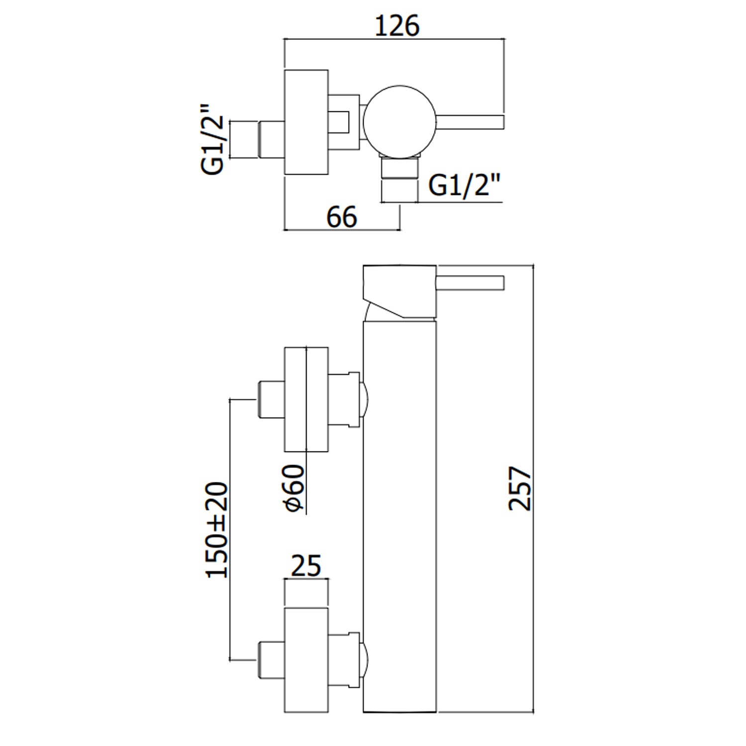 Miscelatore doccia esterno con supporto a muro e doccetta Paffoni Light Steel Looking
