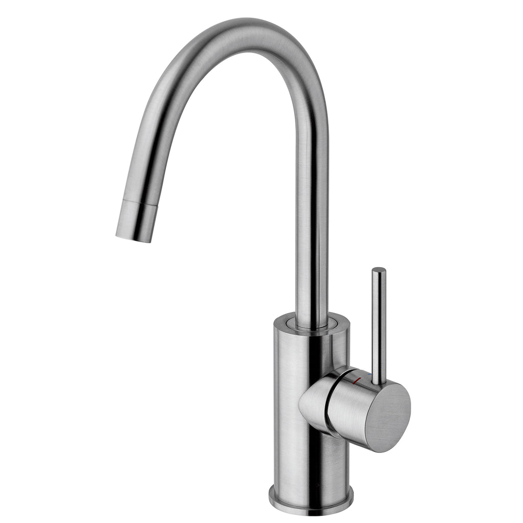 Miscelatore lavabo con canna orientabile senza scarico Paffoni Light ottone effetto satinato