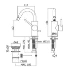 Miscelatore bidet in ottone senza scarico con canna orientabile Paffoni Light  effetto satinato