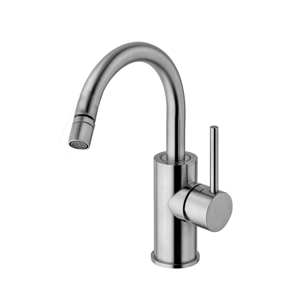 Miscelatore bidet in ottone senza scarico con canna orientabile Paffoni Light  effetto satinato