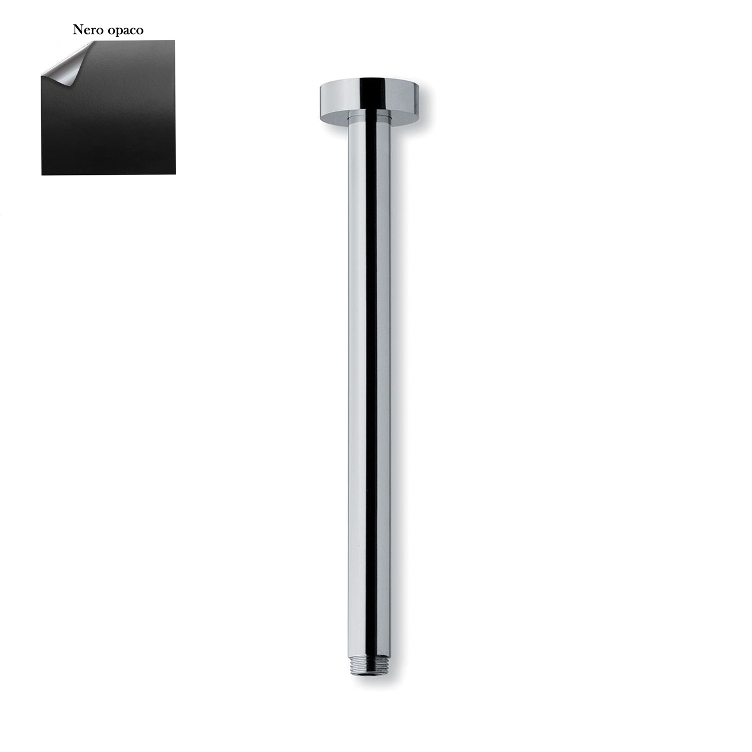 Braccio doccia a soffitto tondo 23mm x 100mm nero