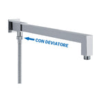 Braccio doccia 25x25mm con deviatore in ottone
