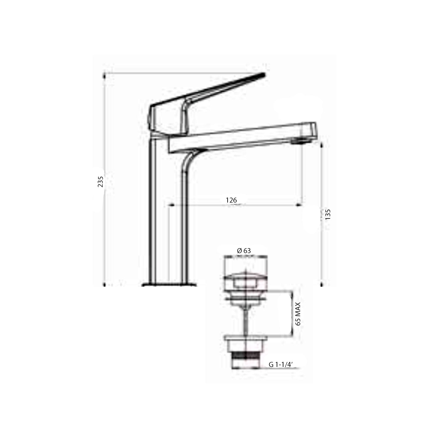Rubinetto Miscelatore Monocomando per lavabo con Piletta Click-Clack cromato collezione Bloom di Argo Rubinetterie