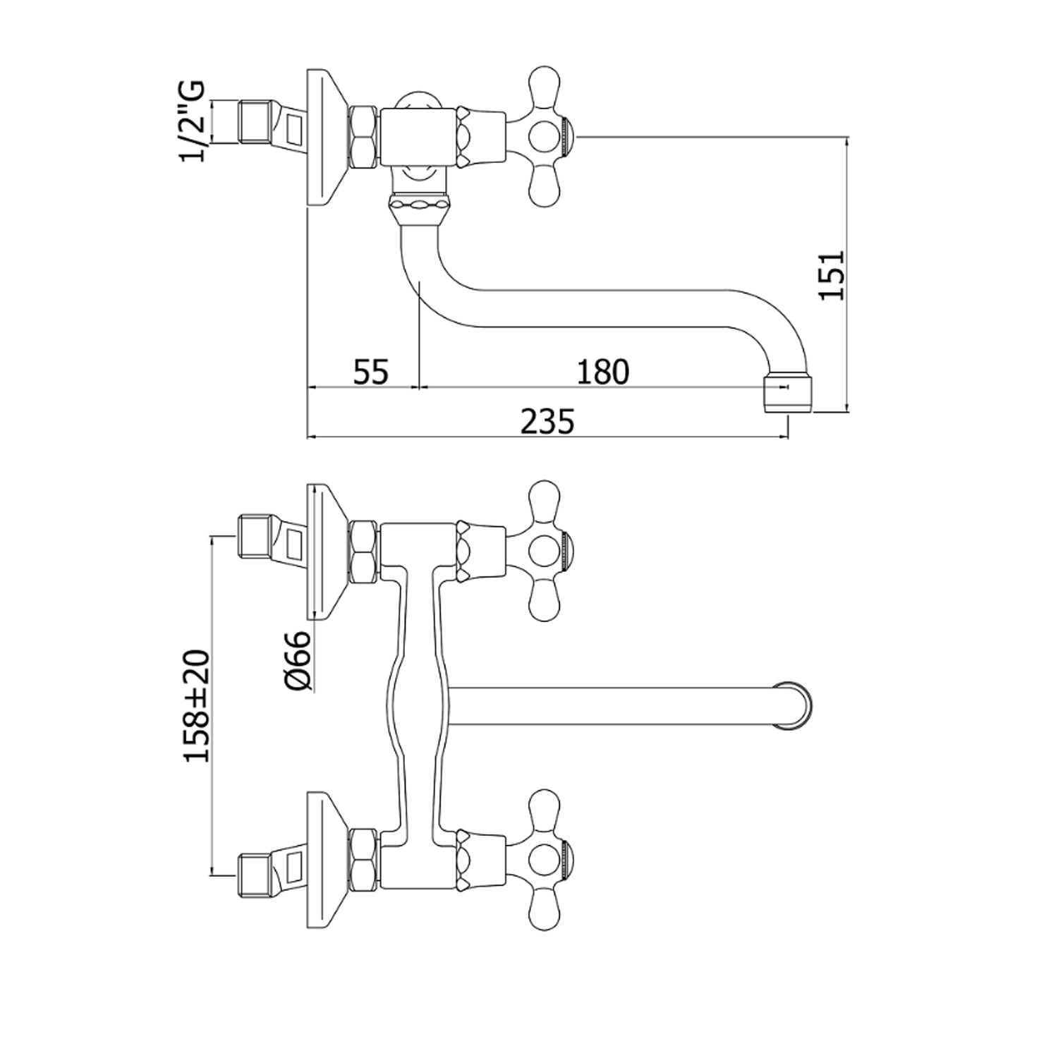Gruppo lavello a doppia leva cucina a parete serie Iris modello IRV161CR Cromato Paffoni