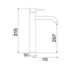 Miscelatore lavabo alto serie Moon in ottone nero opaco