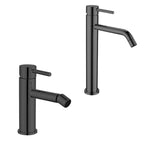 Coppia di miscelatori per lavabo alto e bidet serie Moon in ottone nero opaco