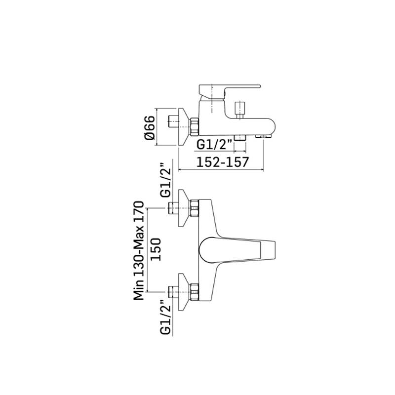 Miscelatore monocomando per vasca con set doccia finitura cromata collezione LOGOS+ di Mamoli Rubinetterie