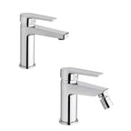 Set di rubinetti da bagno Lavabo e Bidet con scarico finitura cromata collezione LOGOS+ di Mamoli Rubinetterie