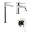 Set di rubinetti da bagno Lavabo Alto e Bidet con scarico e Doccia Incasso finitura  cromata collezione LOGOS+ di Mamoli Rubinetterie