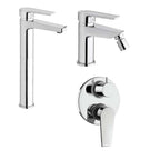 Set di rubinetti da bagno Lavabo Alto e Bidet con scarico e Doccia Incasso con Deviatore finitura  cromata collezione LOGOS+ di Mamoli Rubinetterie