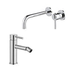Coppia di miscelatori per lavabo incasso e bidet serie Moon in ottone cromato
