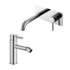 Coppia di miscelatori per lavabo incasso easy box e bidet serie Moon in ottone cromato